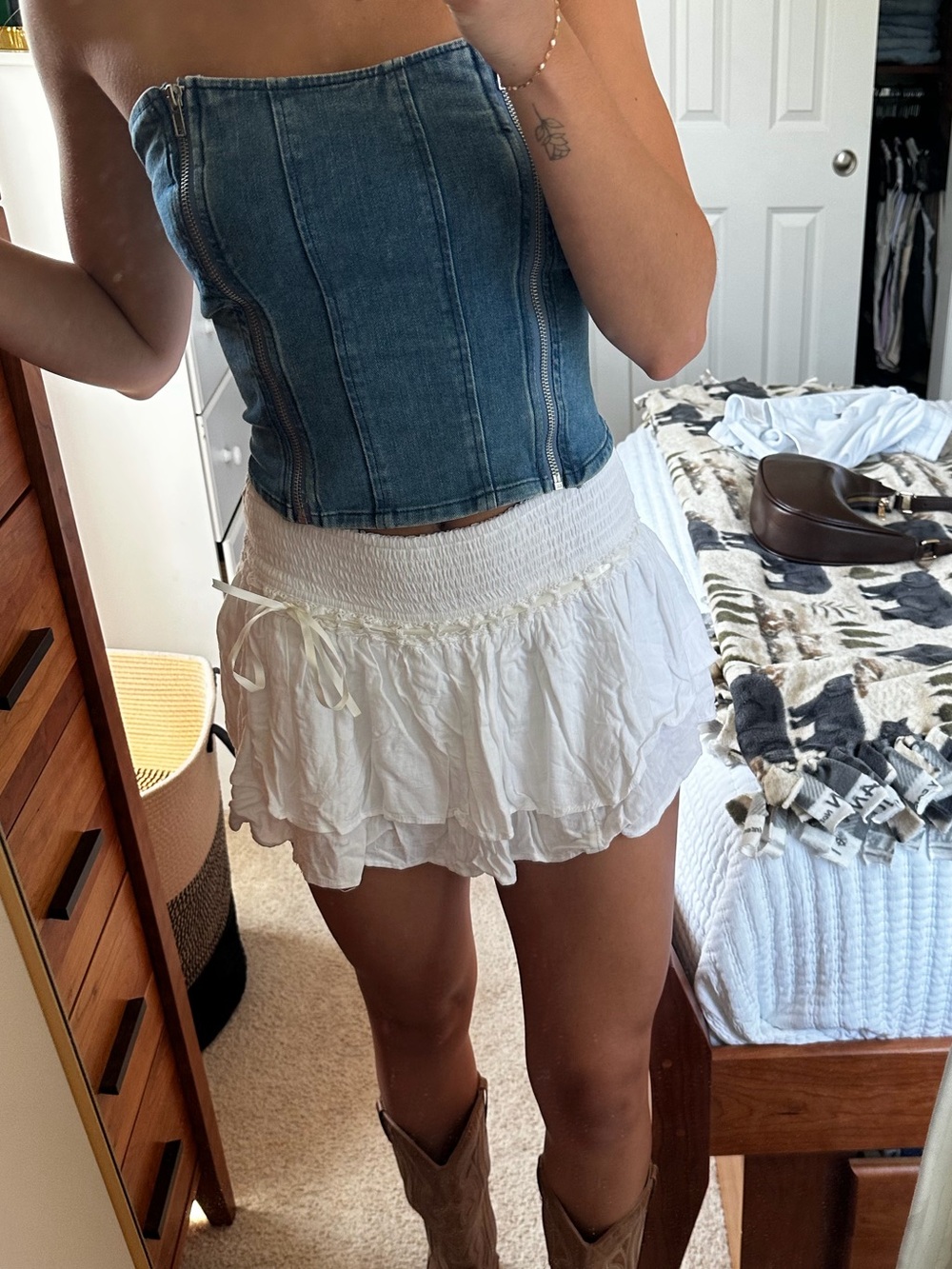 Denim Strapless Corset Top